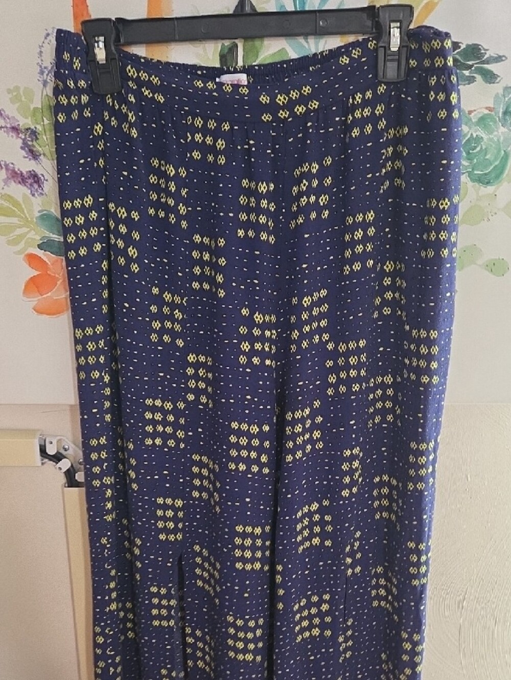Xhilaration Navy Maxi Skirt with Cream Geometric Print - Picture 5 of 8